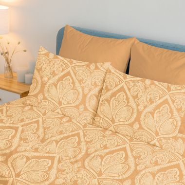 Lux Decor Collection 6-Pieces Deep Pocket Microfiber Printed Bed Sheet Set in Queen Size Taupe. View a larger version of this product image.