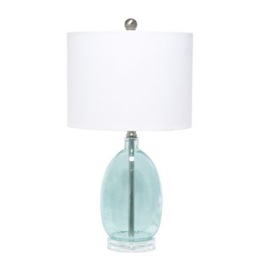 Lalia Home Oval Glass Table Lamp with White Drum Shade. View a larger version of this product image.