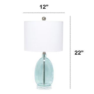 Lalia Home Oval Glass Table Lamp with White Drum Shade. View a larger version of this product image.