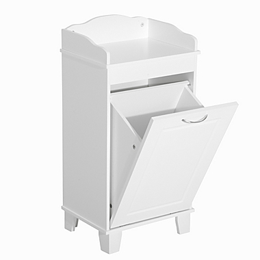 HOMCOM 31" Tilt Out Laundry Hamper, Free Standing Home Organizer Hamper, Bathroom Storage Cabinet, White. View a larger version of this product image.
