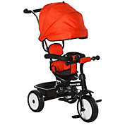 Qaba Kid&#39;s Tricycle 6 In 1 Stroller with Adjustable Canopy Safety, Red
