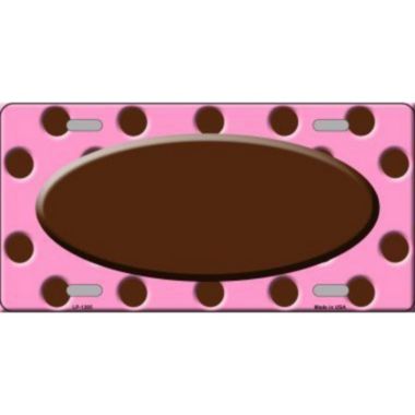Smart Blonde Pink Brown Polka Dot Pattern With Center Oval Customizable Metal Novelty License Plate Tag. View a larger version of this product image.