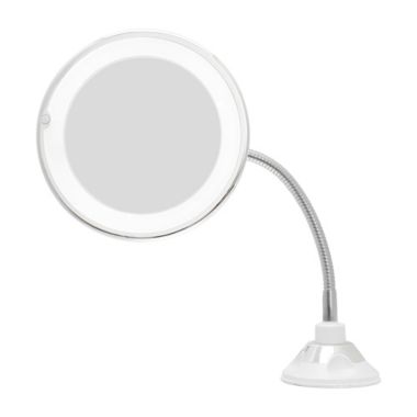 Unique Bargains Extendable 10X Magnifying Mirror with Lights, Flexible Gooseneck Tube Makeup Mirror with Suction Cup for Bathroom, Portable Travel and Home Vanity Mirror, White. View a larger version of this product image.