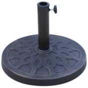 Outsunny 18" 26.4 lbs Round Resin Umbrella Base Stand Market Parasol Holder with Beautiful Decorative Pattern & Easy Setup, for Φ1.5", Φ1.89" Pole, for Lawn, Deck, Backyard, Garden, Bronze