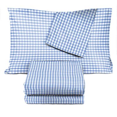 Saturday Park Light Blue Gingham Sheet Set. View a larger version of this product image.