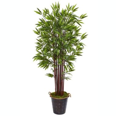 Nearly Natural 74" Bamboo Artificial Tree in Metal Planter. View a larger version of this product image.