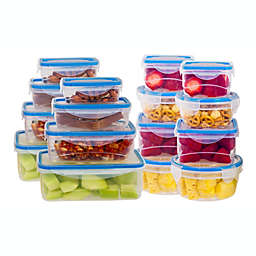 Lexi Home Plastic Food Storage Container Set - Nobility Blue Lids