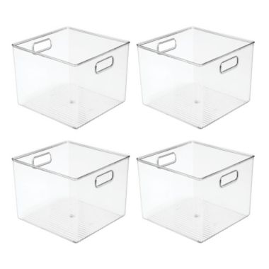 mDesign Plastic Storage Organizer Bin with Handles for Closets - Clear, Pack of 4. View a larger version of this product image.
