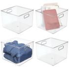 Alternate image 1 for mDesign Plastic Storage Organizer Bin with Handles for Closets - Clear, Pack of 4