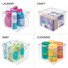 Alternate image 3 for mDesign Plastic Storage Organizer Bin with Handles for Closets - Clear, Pack of 4