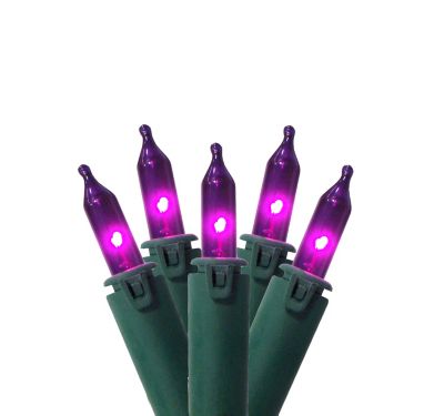 New Box/Set GE 100 Count PURPLE Mini Christmas String Lights Green Wire 20.6ft 