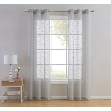Kate Aurora Modern Living 2 Pack Plaid Sheer Embossed Grommet Top Curtain Panels - Silver. View a larger version of this product image.