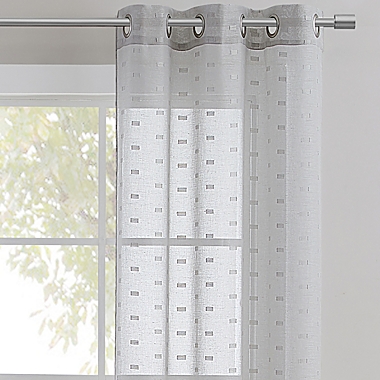 Kate Aurora Modern Living 2 Pack Plaid Sheer Embossed Grommet Top Curtain Panels - Silver. View a larger version of this product image.