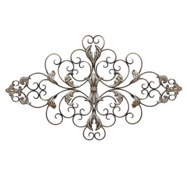 HomeRoots Home Decor Champagne Ornate Scroll Metal Decor - 321360. View a larger version of this product image.