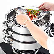 Stock Preferred Stainless Steel Kitchen Cookware Hot Pot Steamer 3 Tier Silver