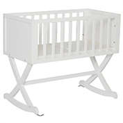 Slickblue Solid Wood Rocking Baby Glider Cradle with Crib Mattress in White Finish