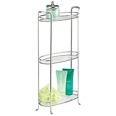 mDesign Vertical Standing Bathroom Shelving Unit Tower with 3 Baskets. View a larger version of this product image.