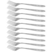 Unique Bargains Stainless Steel Forks, 10 Pieces Salad Dinner Fork Tableware Dinnerware with Flower Edge for Dessert Eating Cooking 7.3 Inch