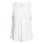 Calvin Klein Big Girl&#39;s Layered Look Logo Print Tank Top White Size 7