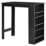 HOMCOM Modern Bar Table Counter Height Dining Table with 3 Storage Shelves for Kitchen, Dining Room, Living Room, Black