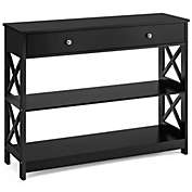 Slickblue Console Accent Table with Drawer and Shelves -Black
