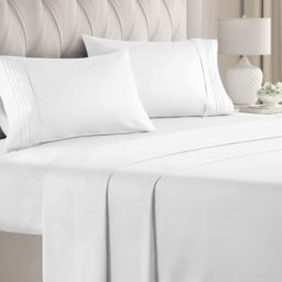CGK Unlimited 4 Piece Microfiber Solid Sheet Set - Twin Extra Long - White