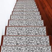 SussexHome Stair Treads - Carpet Strips for Indoor Stairs - Easy to Install with Double Adhesive Tape - Safe, 9" X 28" - 13-Pack - Gray