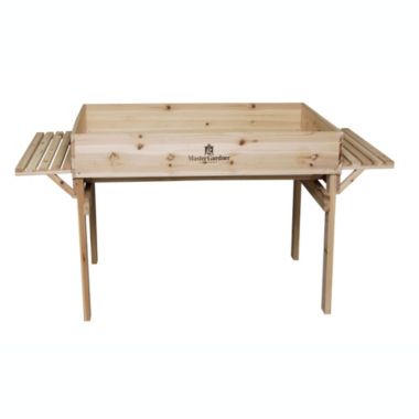 Master Gardner Raised Bed Garden Table For Planting and Growing, Easily Accessible, Light Brown Wood, 3 Ft x 4 Ft. View a larger version of this product image.