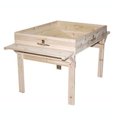 Master Gardner Raised Bed Garden Table For Planting and Growing, Easily Accessible, Light Brown Wood, 3 Ft x 4 Ft. View a larger version of this product image.