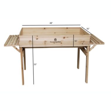 Master Gardner Raised Bed Garden Table For Planting and Growing, Easily Accessible, Light Brown Wood, 3 Ft x 4 Ft. View a larger version of this product image.