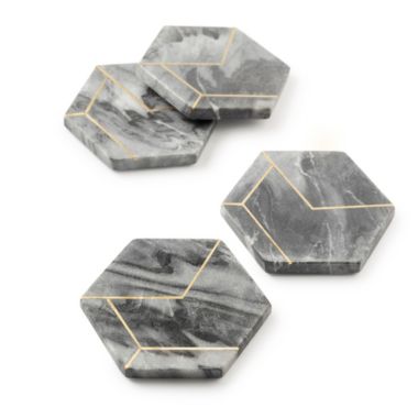 GAURI KOHLI Dakota Grey Marble Coasters, Set of 4. View a larger version of this product image.