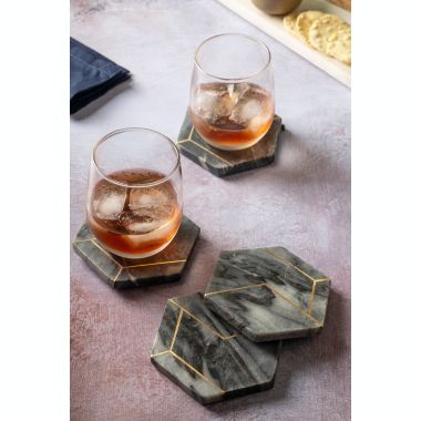 GAURI KOHLI Dakota Grey Marble Coasters, Set of 4. View a larger version of this product image.