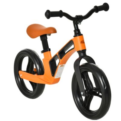 Qaba 12" Lightweight Kids Balance Bike Adjustable Seat and Handlebar No Pedal Bicycle with Footrest Magnesium Alloy Toddler Training for 2-5 Years Orange