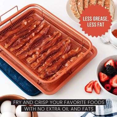 Chef Pomodoro Copper Crisper Tray, 2-Piece Set, Baking Pan (Rectangle - Large). View a larger version of this product image.