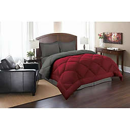 Elegant Comfort King Size Alternative Reversible 3pc Comforter Set in Red/Gray