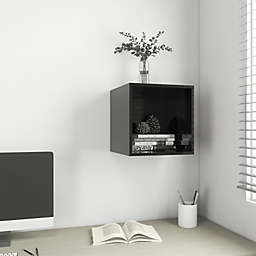 vidaXL Wall Cabinet High Gloss Black 14.6