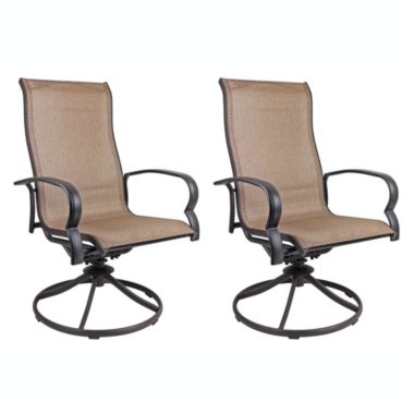 Garden Elements Bellevue Sling Swivel Rocker Patio Chair, Brown (Pack of 2). View a larger version of this product image.