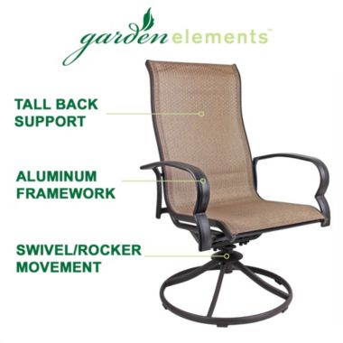 Garden Elements Bellevue Sling Swivel Rocker Patio Chair, Brown (Pack of 2). View a larger version of this product image.
