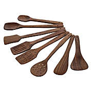 Infinity Merch Set of 8 Mango Wood Non-Stick Spatulas & Ladles Wooden Spoon