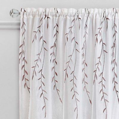Kate Aurora Traditional Home 2 Pack Double Layered Embroidered Floral Sheer Curtains - 63 in. Long - White