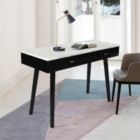 Alternate image 3 for The Bianco Collection Viola 44" Rectangular Italian Carrara White Marble Writing Desk with Black Legs