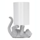 Alternate image 0 for Lalia Home 12.6" Diamond Studded Rhinestone Look Kitty Cat Feline Kids Desk Nightstand Table Lamp With Faux Silk Fabric Shade, Silver