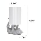 Alternate image 2 for Lalia Home 12.6" Diamond Studded Rhinestone Look Kitty Cat Feline Kids Desk Nightstand Table Lamp With Faux Silk Fabric Shade, Silver