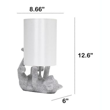 Lalia Home 12.6" Diamond Studded Rhinestone Look Kitty Cat Feline Kids Desk Nightstand Table Lamp With Faux Silk Fabric Shade, Silver. View a larger version of this product image.