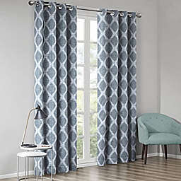 JLA Home SUNSMART Blakesly Blackout Curtains Patio Window, Ikat Print, Grommet Top Living Room Decor, Thermal Insulated Light Blocking Drape for Bedroom and Apartments, 50