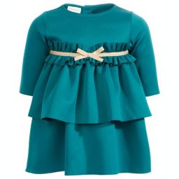 First Impressions Baby Girl's Scuba Ruffled Bow Dress  Green Size 18 Months