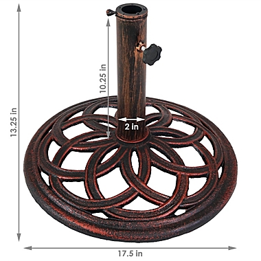 Sunnydaze Outdoor Heavy-Duty Cast Iron Celtic Knot Design Patio Yard Round Umbrella Base Stand - 17" - Bronze. View a larger version of this product image.