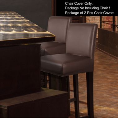 PiccoCasa Stretch Bar Stool Covers, Waterproof Bar Stool Chair Covers Counter Height Chairs Covers for Short Back Chair, Coffee, 2 Pieces. View a larger version of this product image.