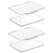 mDesign Plastic Stackable Divided Battery Storage Organizer Box, 2 Pack - Clear