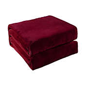 PiccoCasa Flannel Fleece Blanket for Couch and Bed, Soft Lightweight Plush Microfiber Bed or Couch Blanket Throws for Sofa, Burgundy Queen